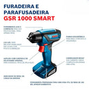 Furadeira Parafusadeira 1/4" 12V 1.5Ah com Bateria Carregador Bivolt e Bolsa GSR 1000SM SMART BOSCH