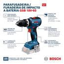 Combo BOSCH Furadeira Parafusadeira e Chave de Impacto + 2 Baterias 18V 2.0Ah + Carregador Bivolt e Maleta 06019N33E0
