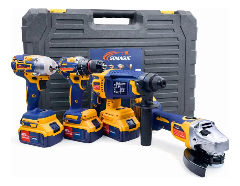 Kit Ferramentas 4 Em 1 48v Com 4 Baterias E Maleta
