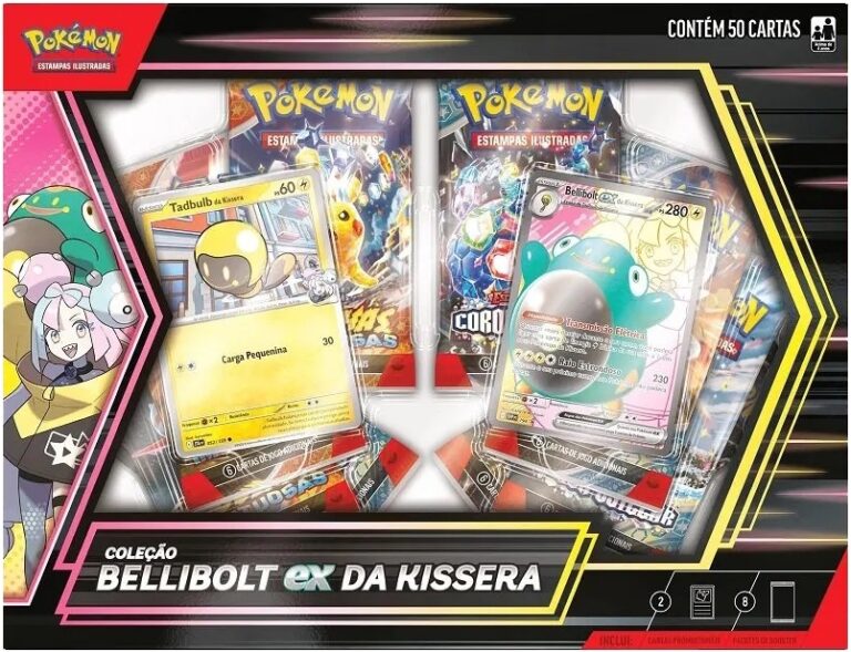 Cartas Pokémon Coleção Bellibolt Ex da Kissera – 100-10436 (50 Cartas)